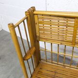 1970s honey-colored folding bamboo shelf