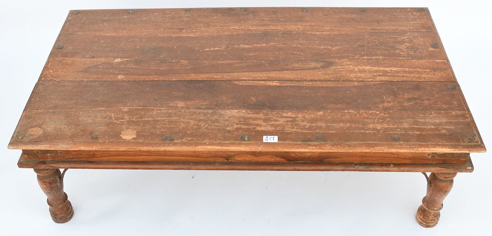 Coffee table in natural wood and wrought iron