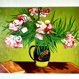 Oil on canvas still life with flowers