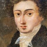 19th C. Portrait Painting Young Man Gentleman Antique