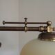 2 Light French Mid Century Extendable Billiard Light In Brass Wood & Glass