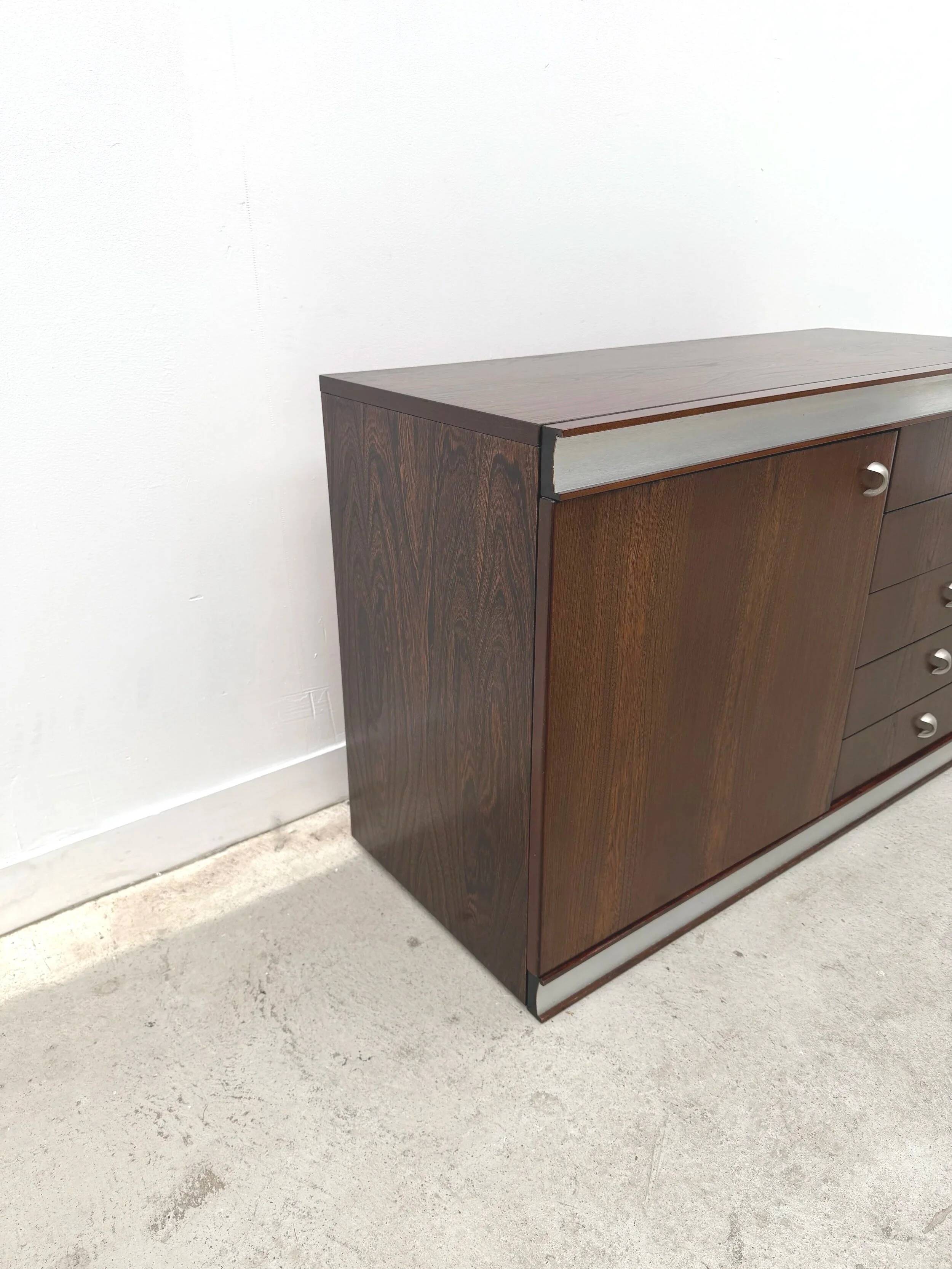 Commode en bois et aluminium, France 1970
