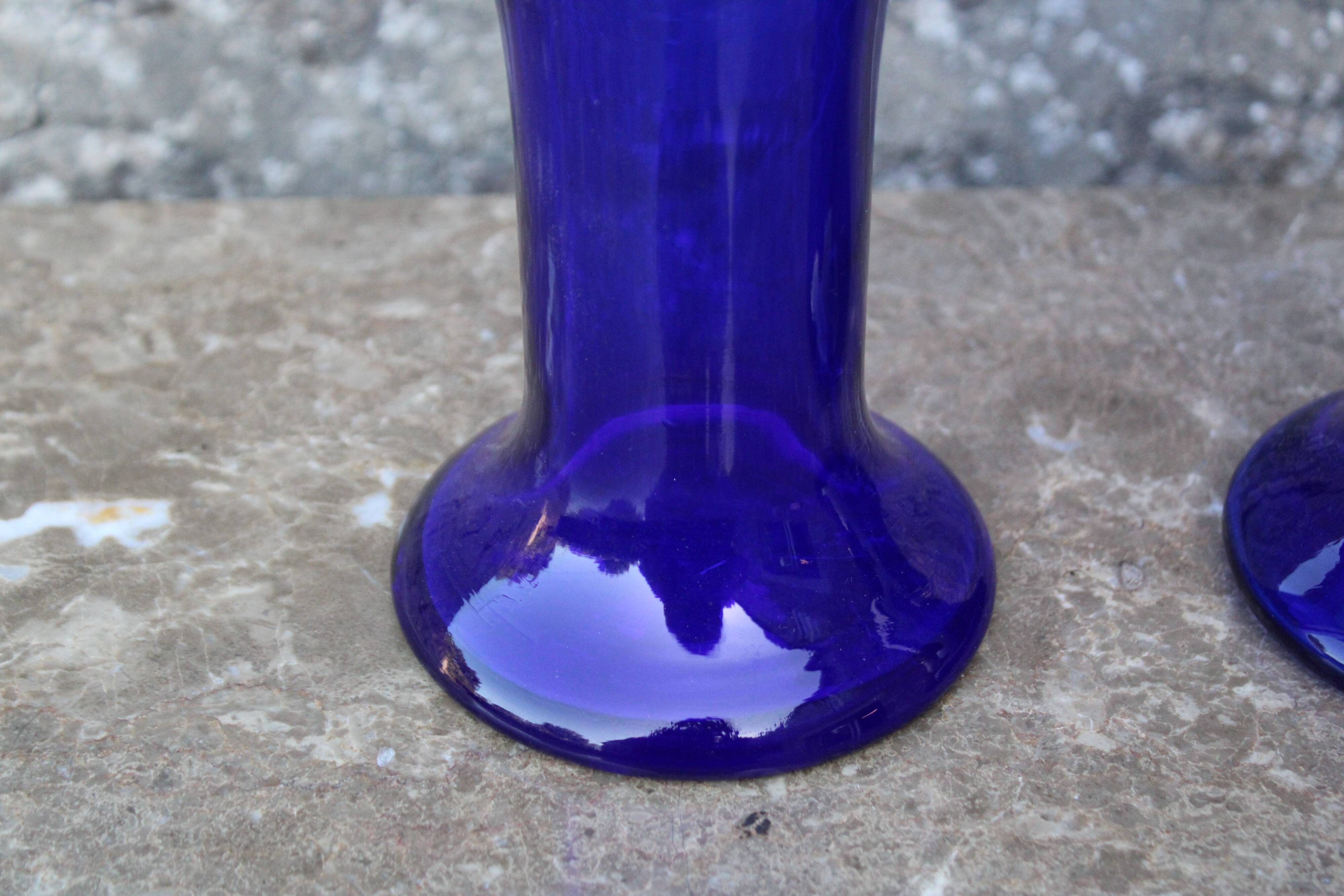 Pair of Holmegaard cobalt blue vases – Scandinavian design – Michael Bang