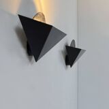 Pair of vintage wall sconces, matte black metal, France, 1970.