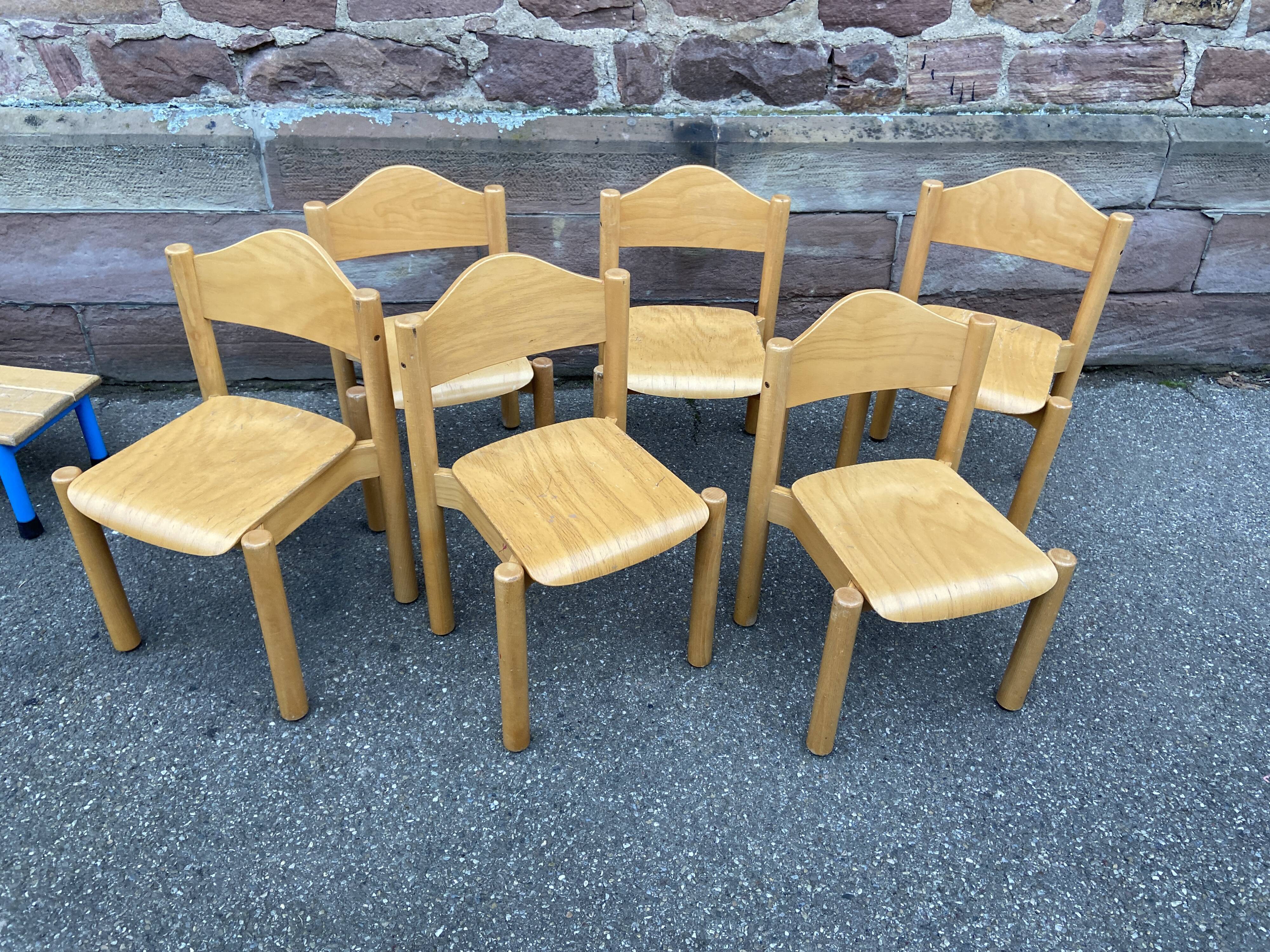 Chair school school child wood design 80 German Design signed Hiller