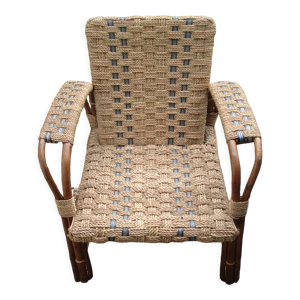 Fauteuil corde et rotin vintage