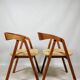 Vintage dining chairs oak wood yellow mellow Boho upholstery