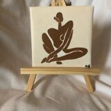 Wall decoration naked acrylic painting of sitting woman