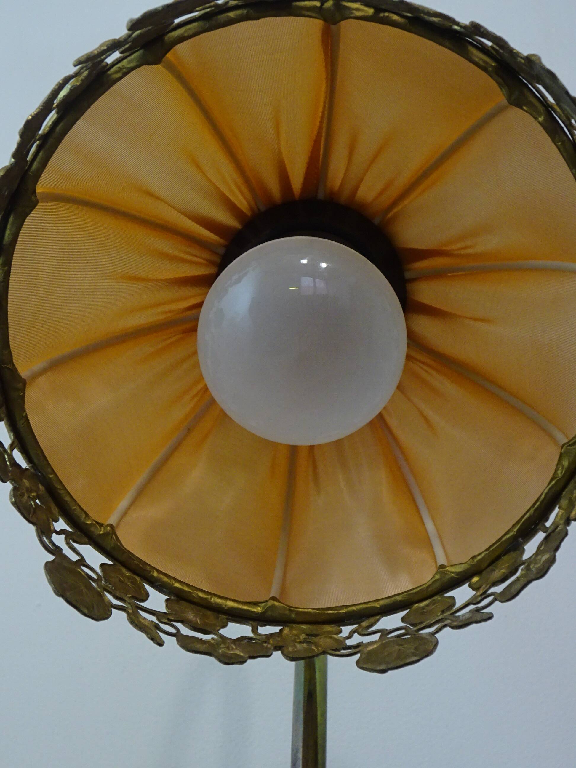 Antique bronze and silk lamp