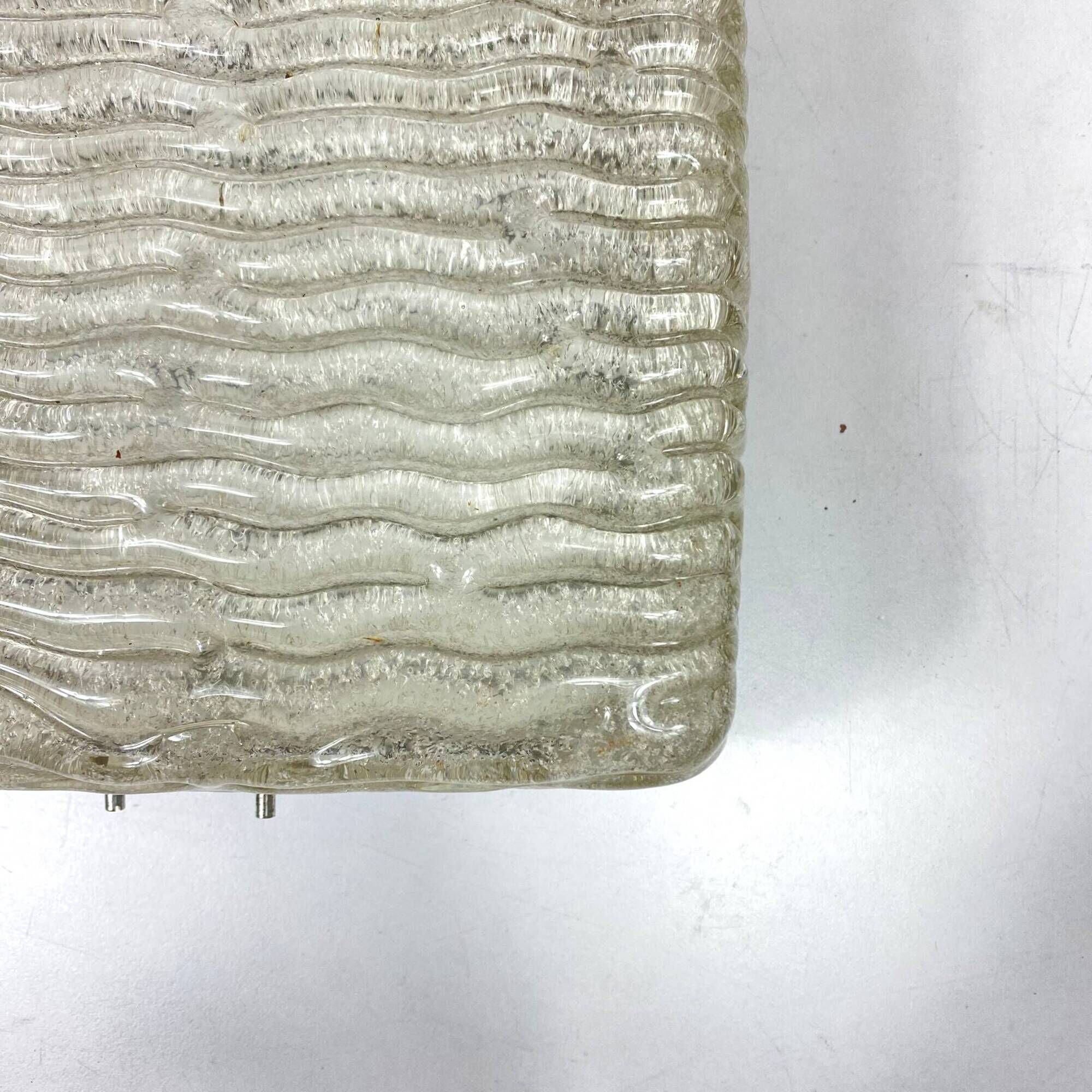 Very large ceiling light in thick textured glass 1960 Kalmar old light fixture LAMP-7044