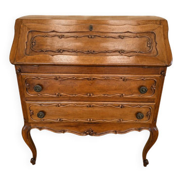Louis XV style drop-leaf secretary in walnut, 20th-century work.