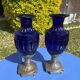Two antique 19th century cobalt blue vases