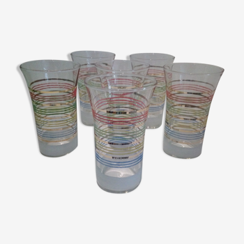 Set of 6 vintage juice glasses with stripes