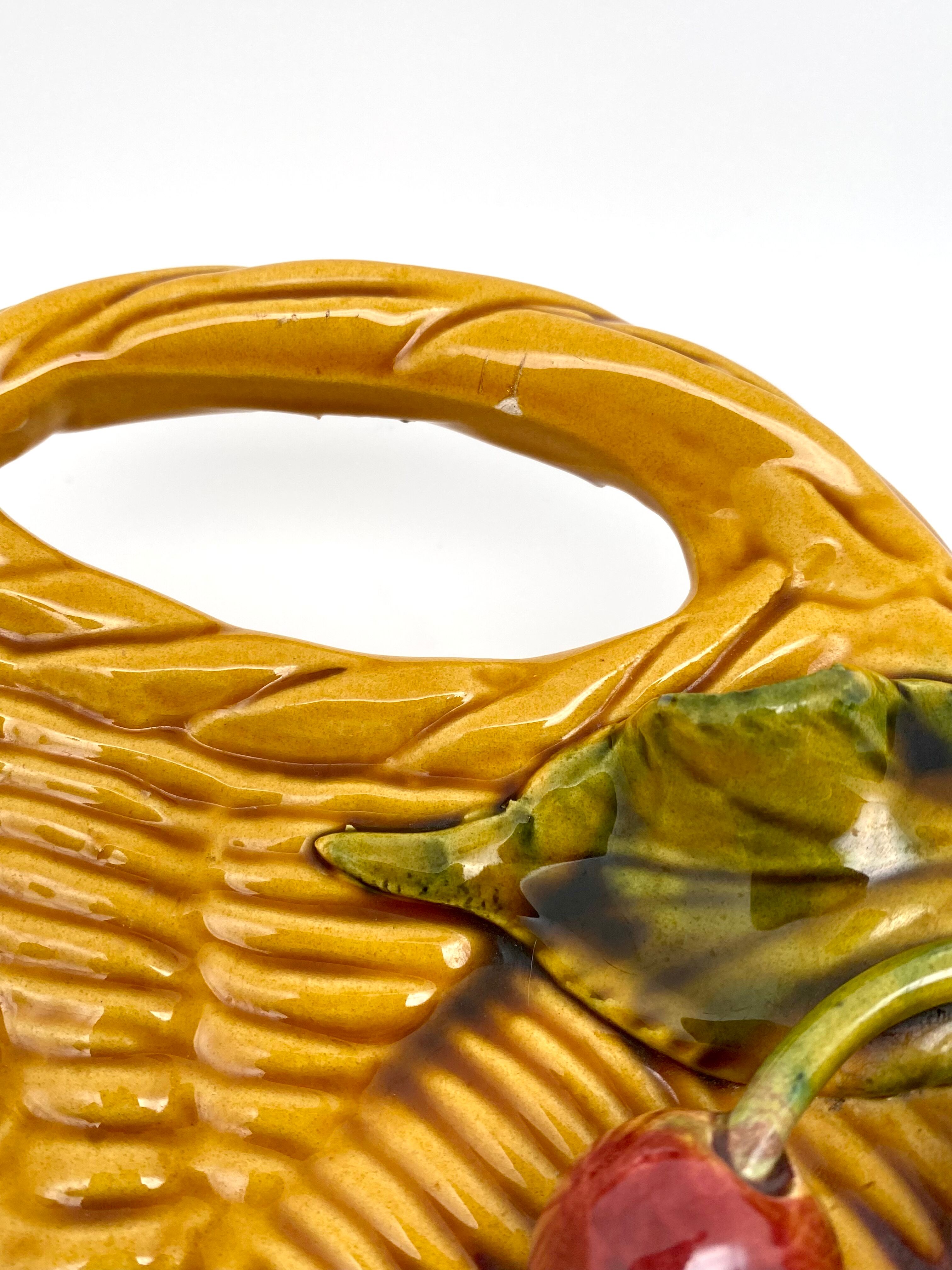 Decorative basket-shaped dish with Cherries