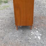 Vintage 1950s pine chest of drawers, compass legs, 3 drawers