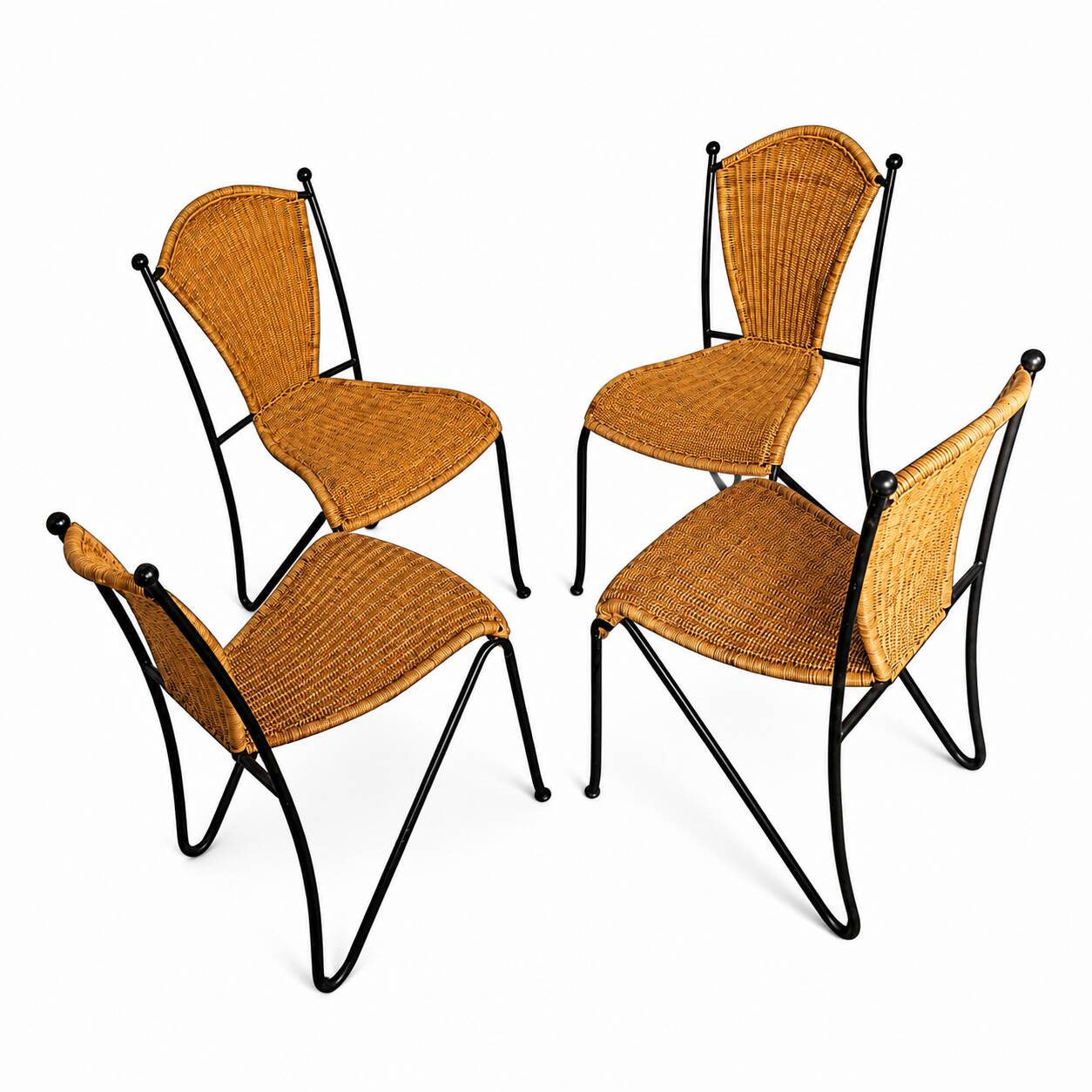 Wrought Iron Frederic Weinberg Dining Set with Glass Top