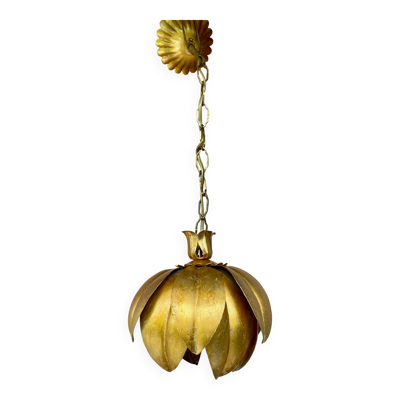 Suspension fleur métal doré vintage