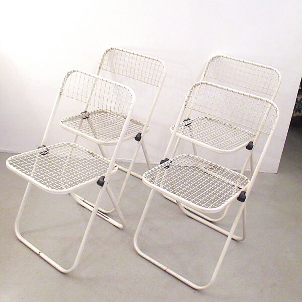 Quatre chaises en treillis métallique Talin Spa années 80
