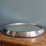 Art Deco silver round mirror tray
