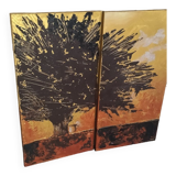 Tableau double toile acrylique peintre agus