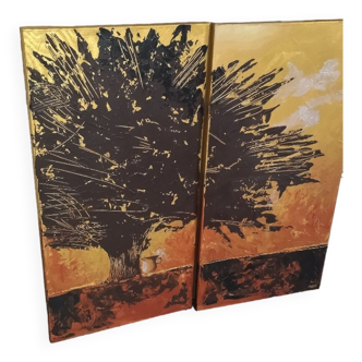Double painting canvas acrylic painter agus