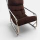 Chrome tubular lounge chair with corduroy – Space Age style 1970