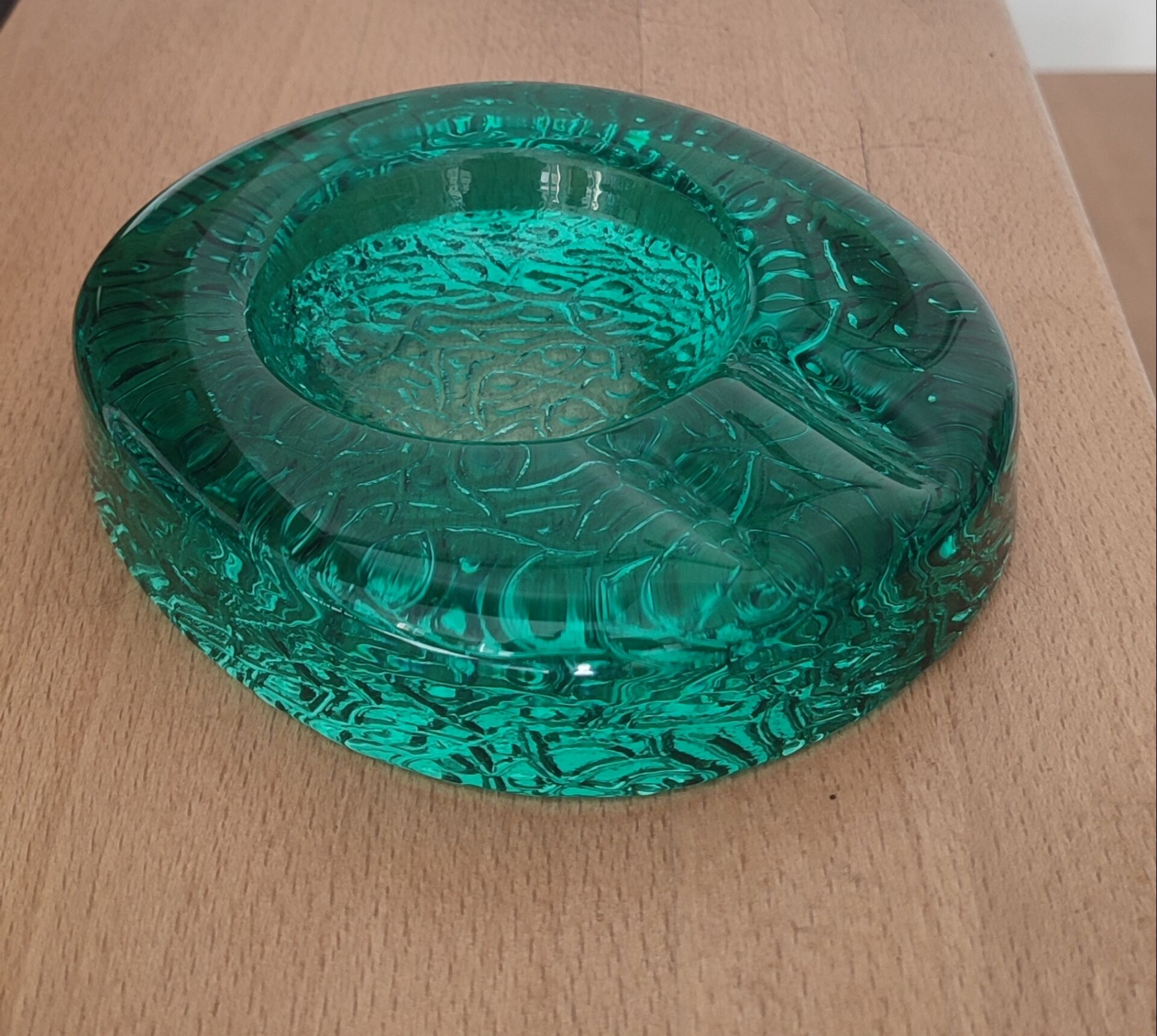 Kosta Boda art ashtray solid glass emerald circa 1970