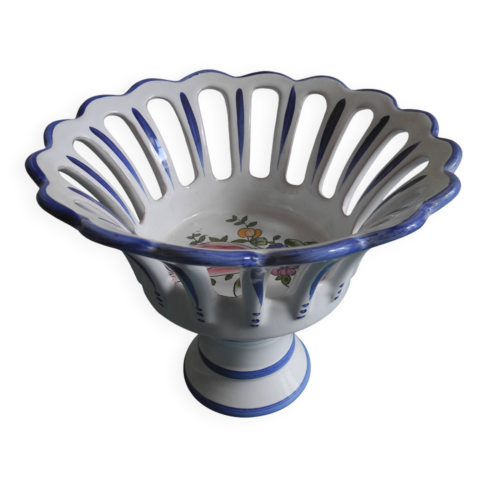 Vintage earthenware cup roullet renoleau charente antique faience cup