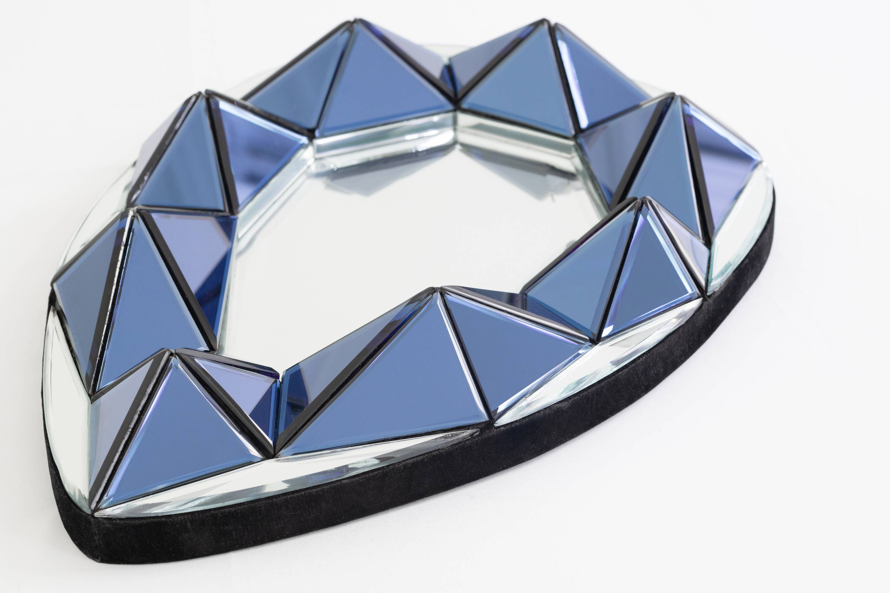 Signed by Olivier De Schrijver, Blue Shaped Relief Contemporary Mirror