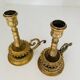Pair of gilded brass candlesticks
