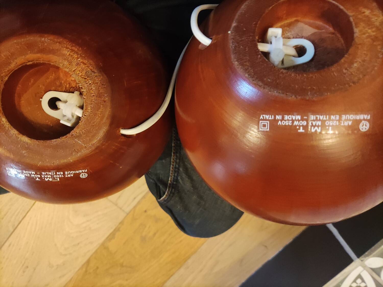 Wooden ball lamp base made in Italy