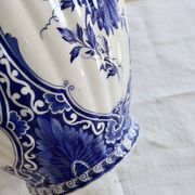 Vintage faience large vase - Blue and white Delft style - Floral decoration