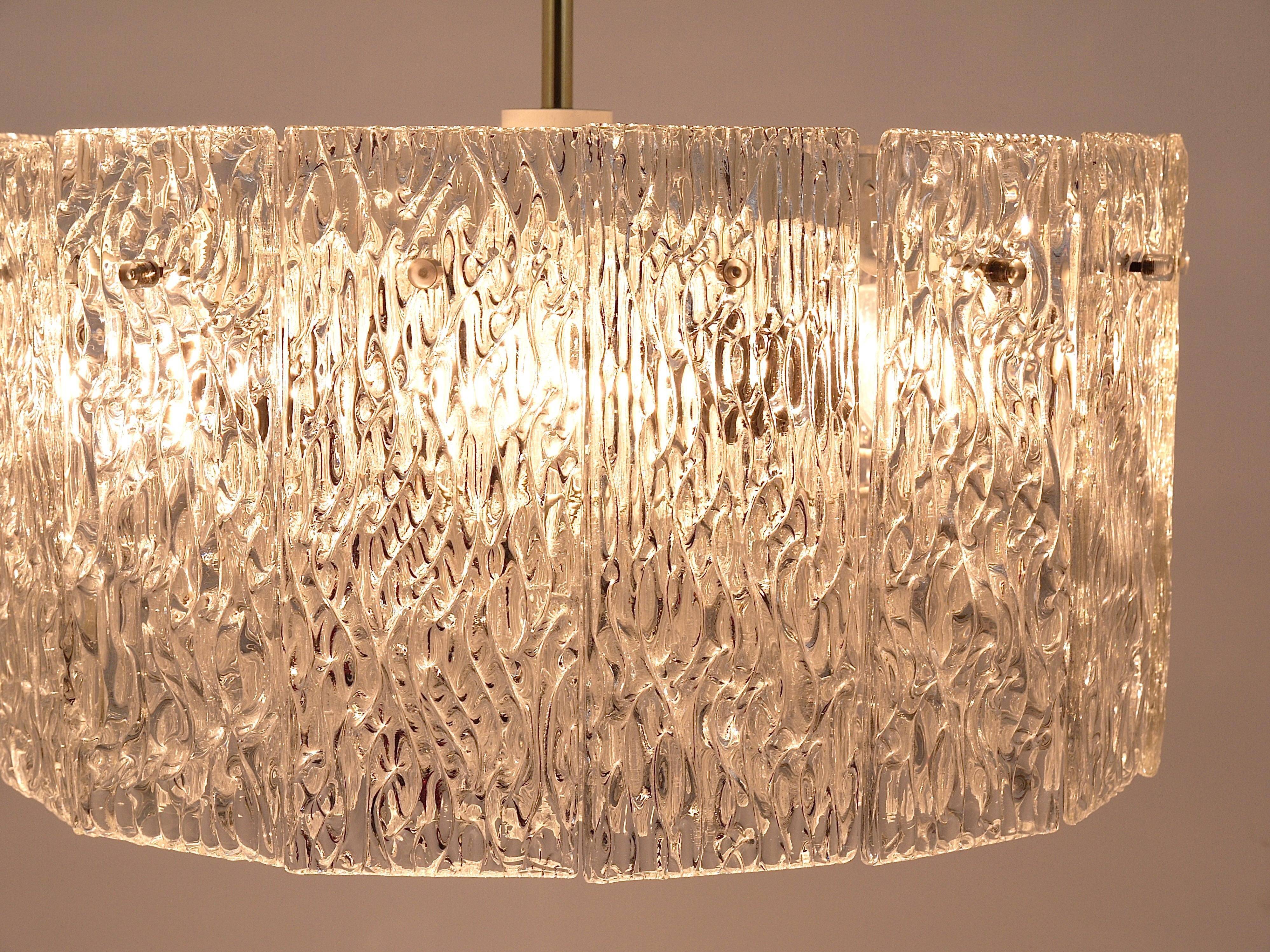 Kalmar Vienne Deux Suspensions Tambour En Laiton Et Verre, Milieu Du Siècle, Années 1960
