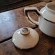 Art Deco teapot in white porcelain and platinum