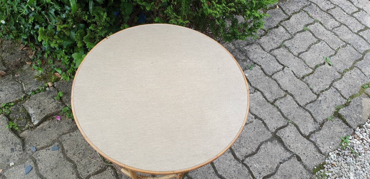 Round rattan coffee table 1970