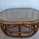 Oval coffee table in rattan and cane, vintage double top