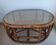 Oval coffee table in rattan and cane, vintage double top