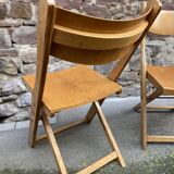 6 folding wooden bistro terrace cafe chairs 60's