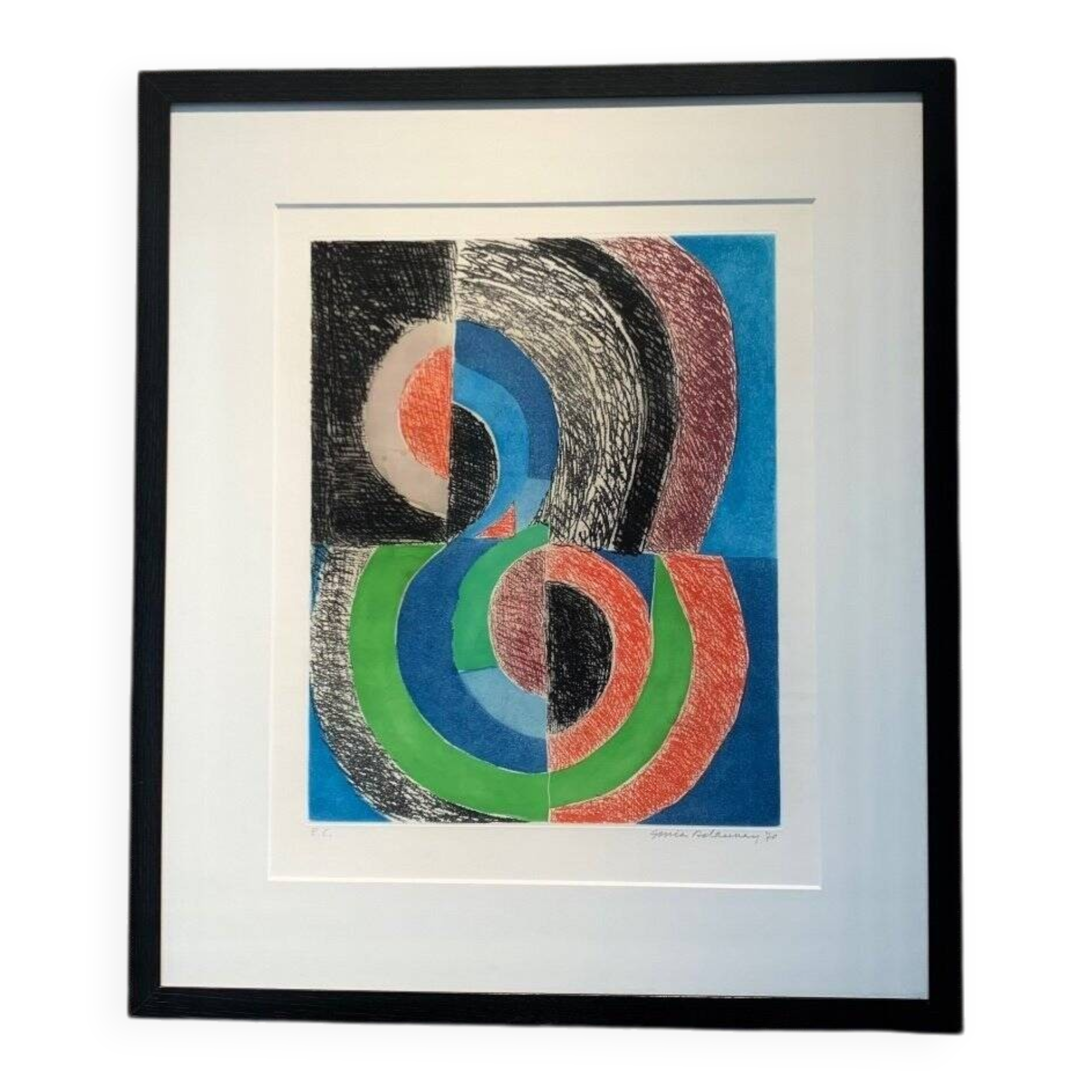Sonia Delaunay with myself, 1970 etching