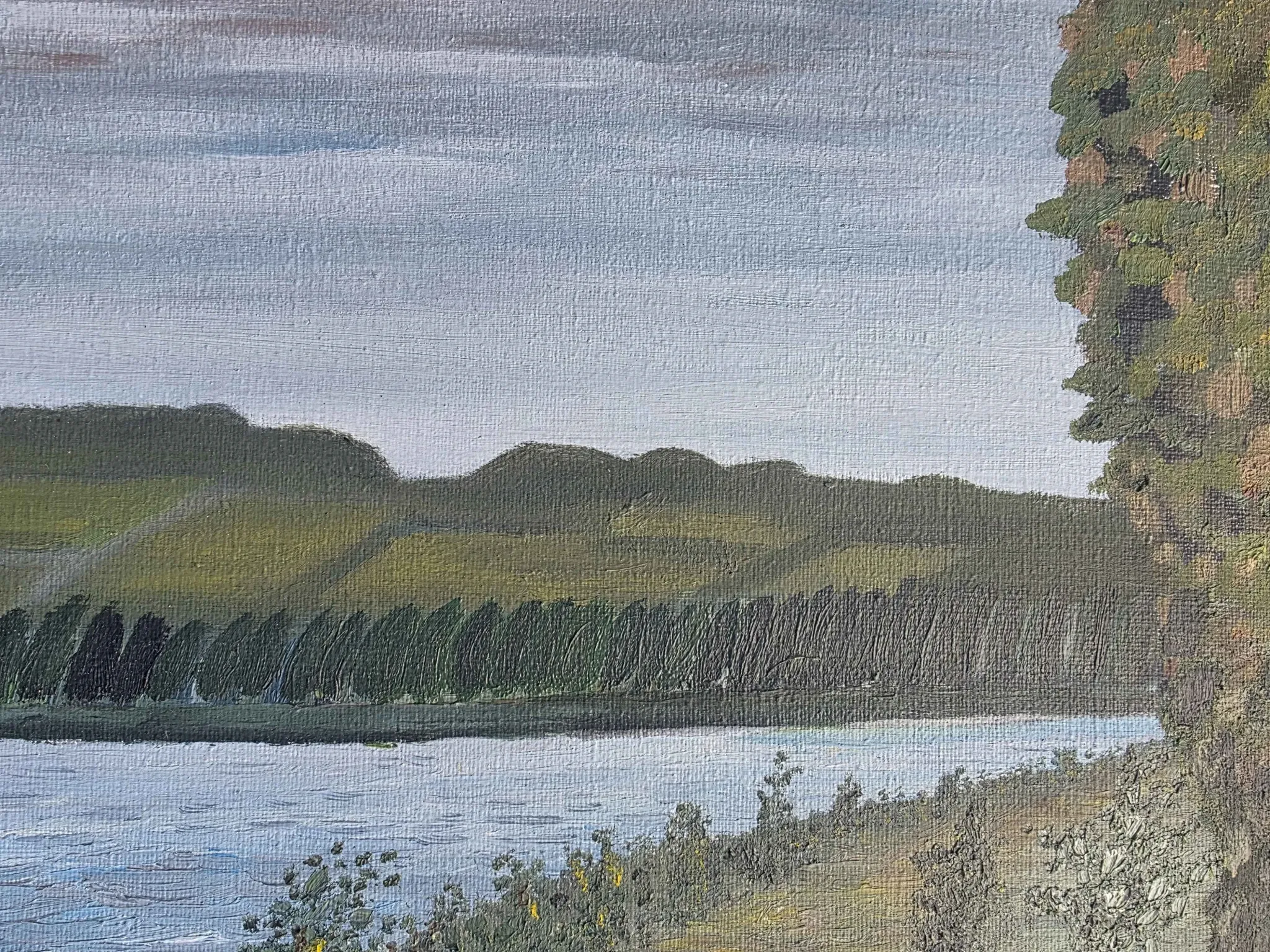 Peinture à l'huile du paysage de la Seine en France