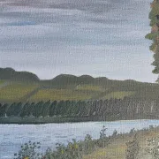 Peinture à l'huile du paysage de la Seine en France