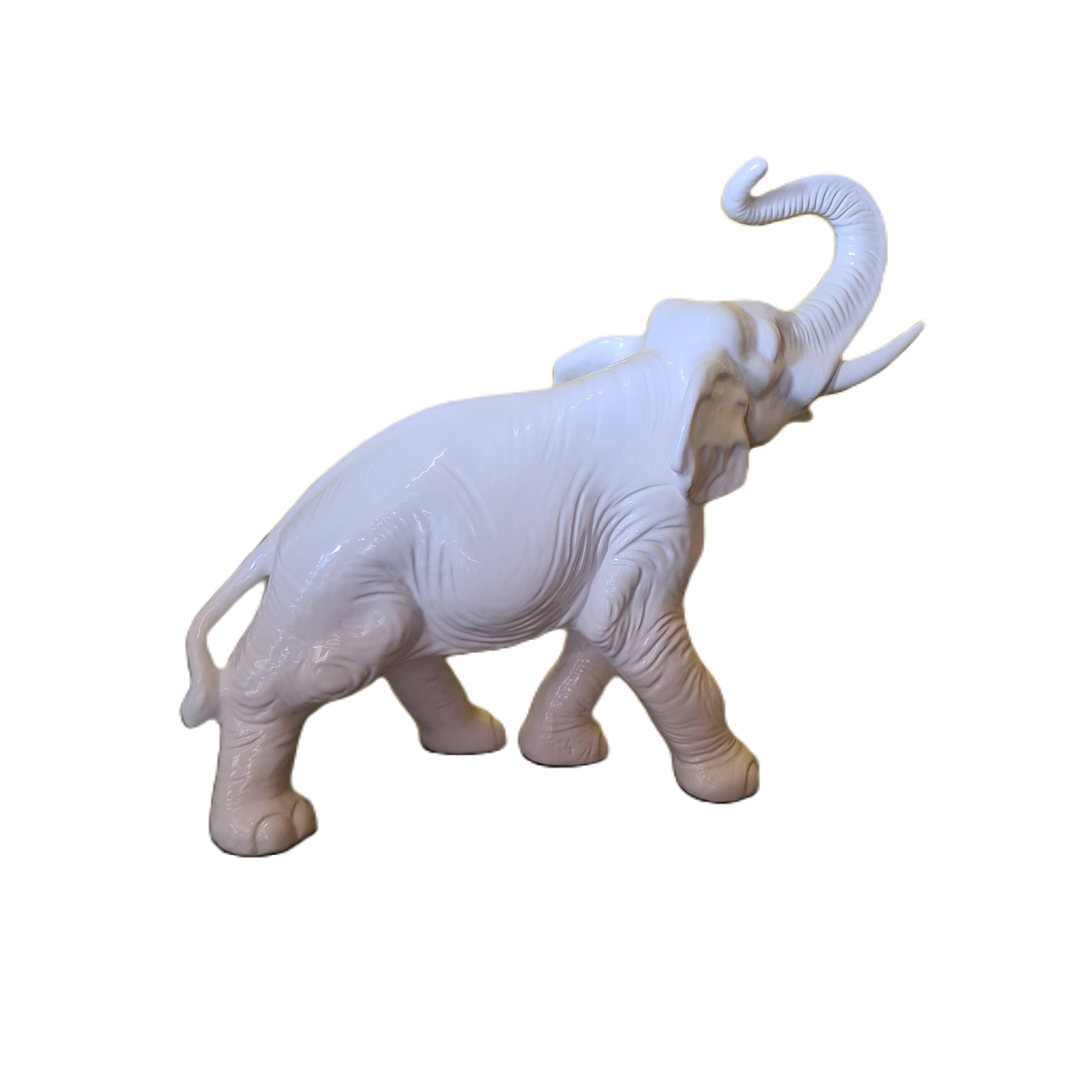 Ceramic White Elephant numbered 814, from the 1960s, Vintage