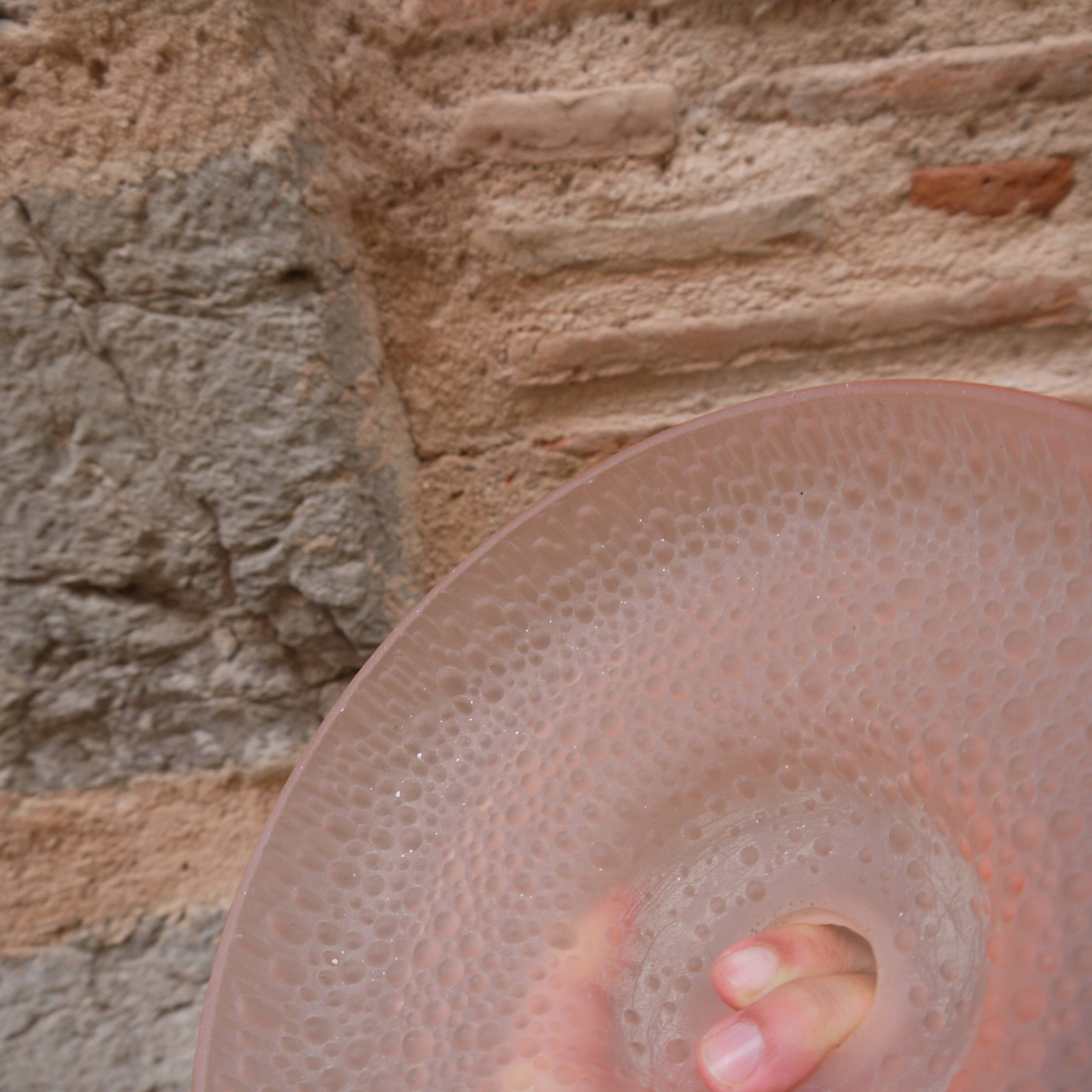 Lampshade in bulled pink glass