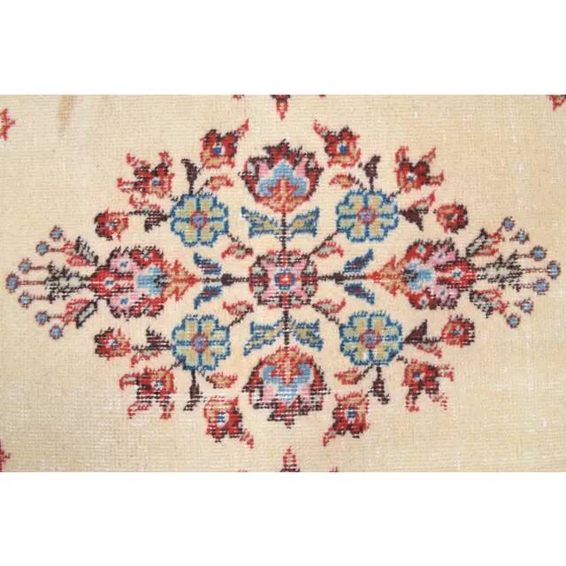 1970s Turkish Oushak Handmade Wool Cotton Beige Area Rug 103x206