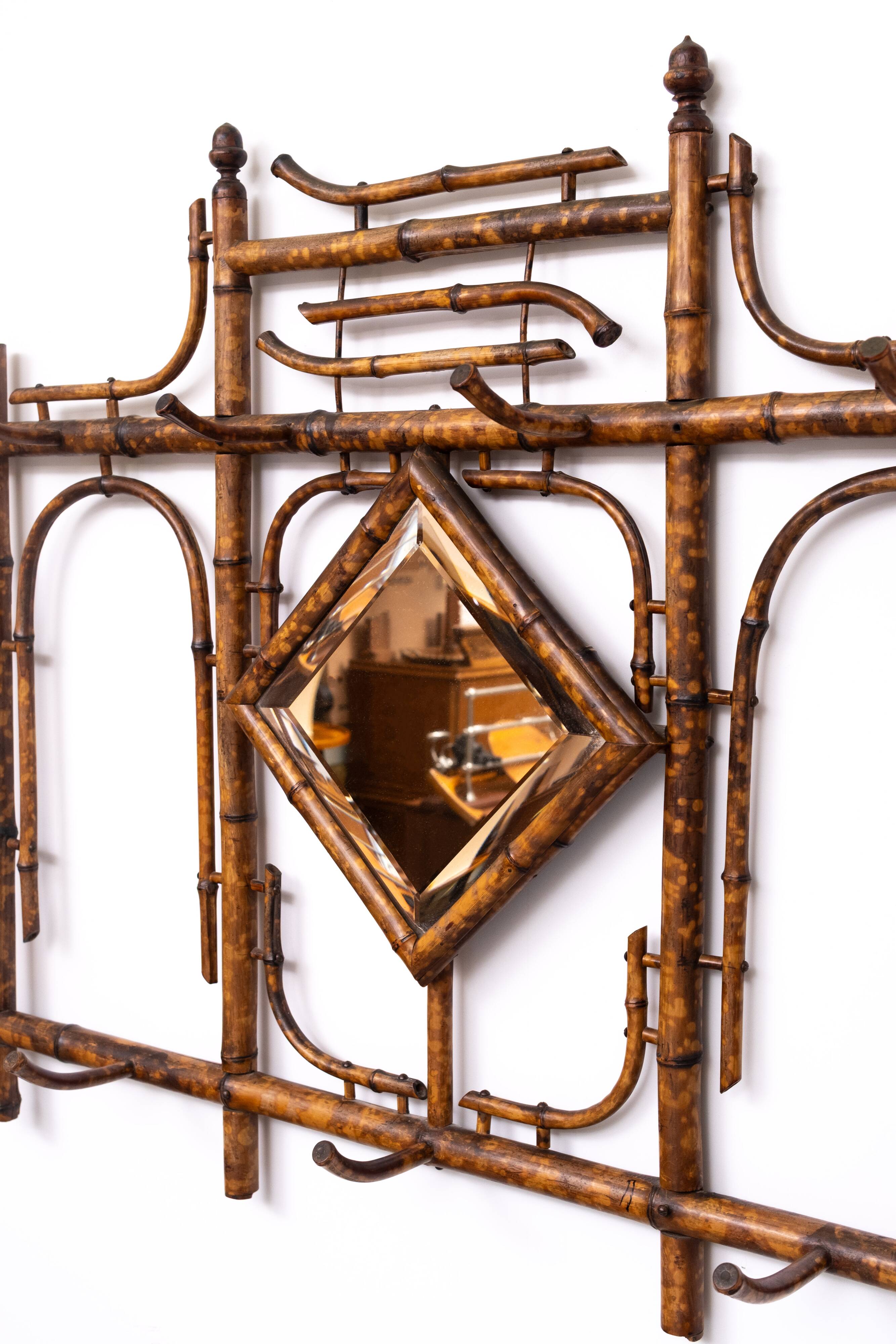 Dutch Colonial Wall Coatrack real Bamboo 1930s