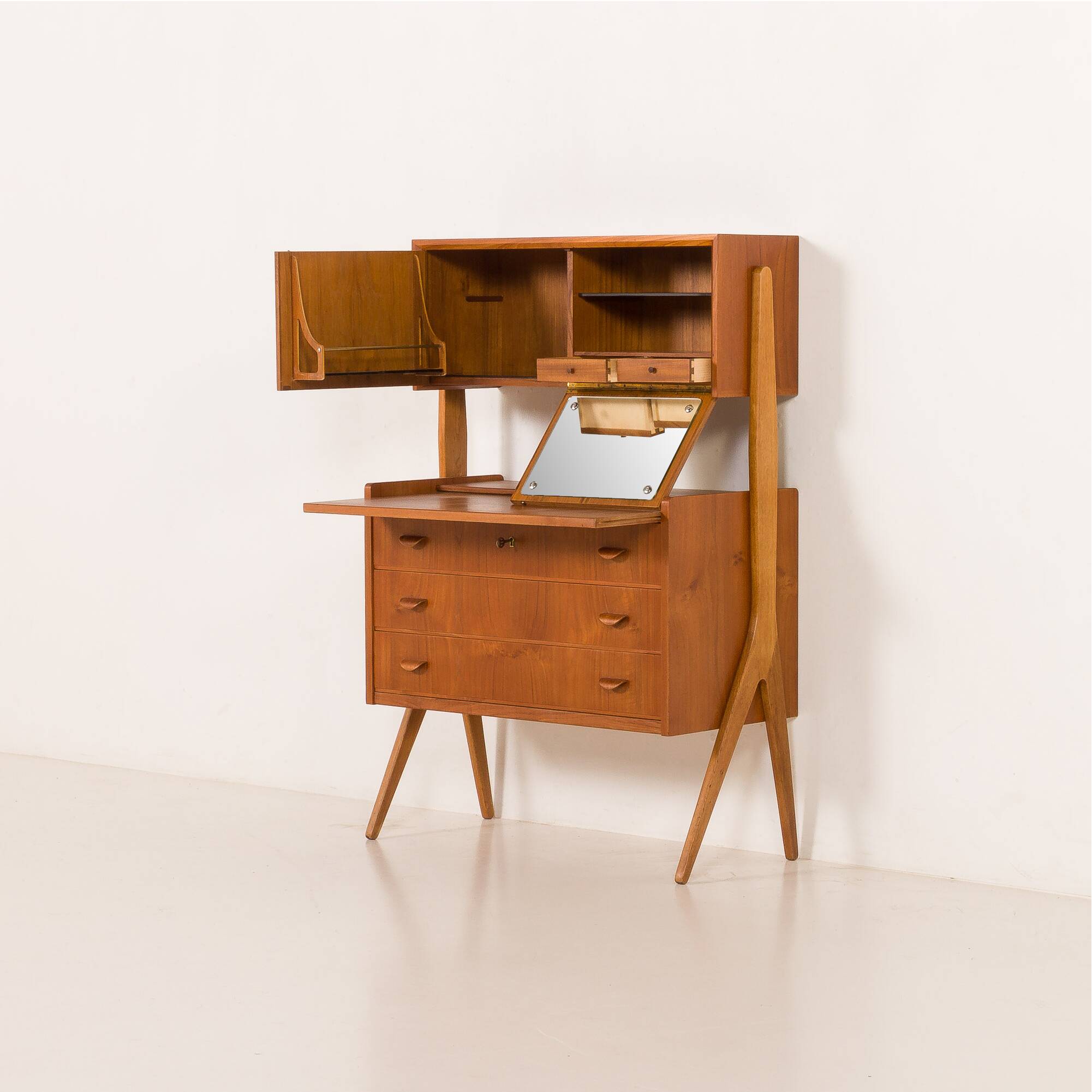 Danish teak secretire with hidden vanity attr. to Poul Volther, 1960s