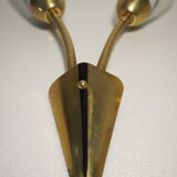 Pair of double opaline and brass wall lights from the 1960s-1970s.