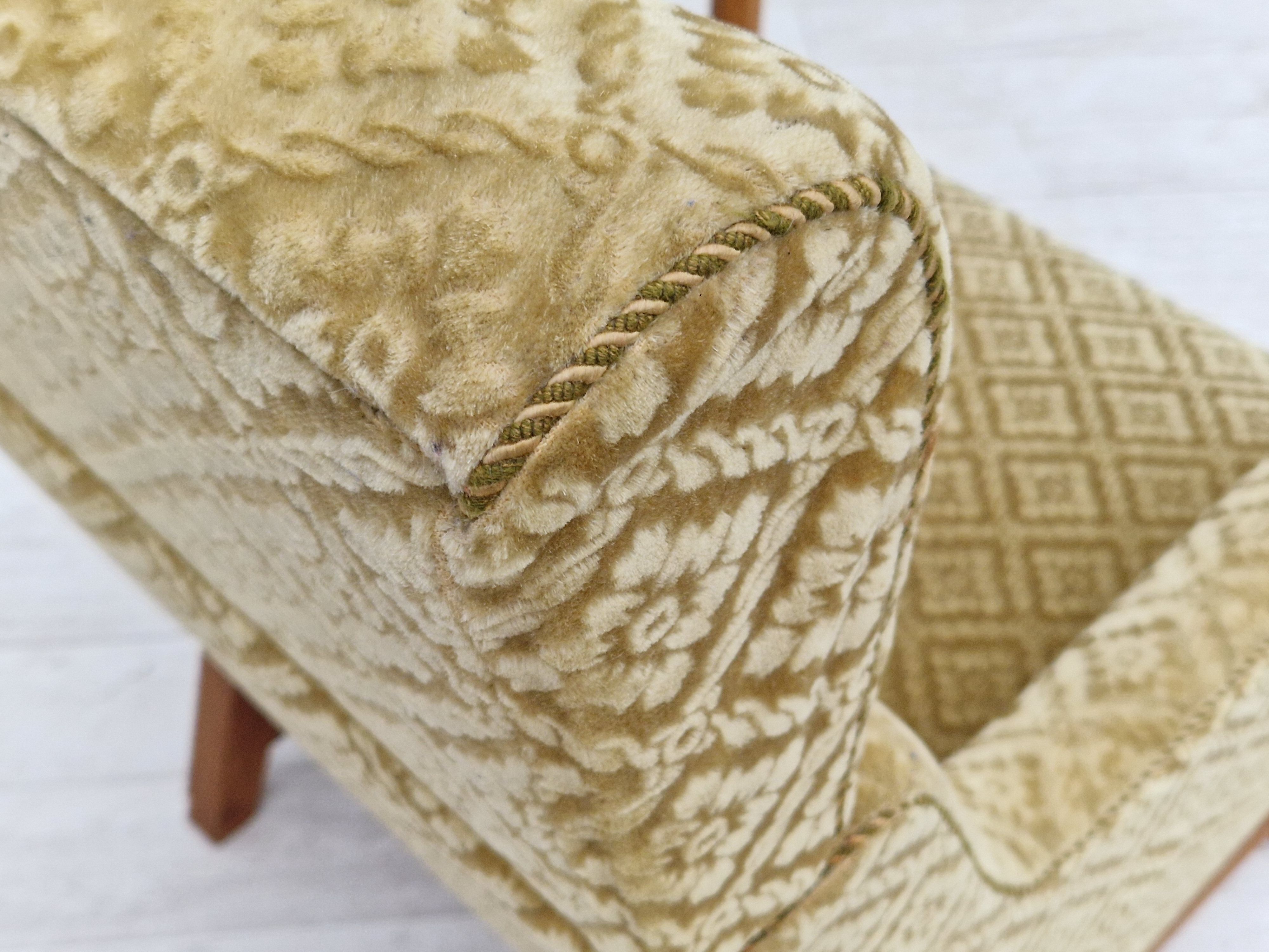 1960s, Danish design, highback armchair, furniture fabric, oak wood.