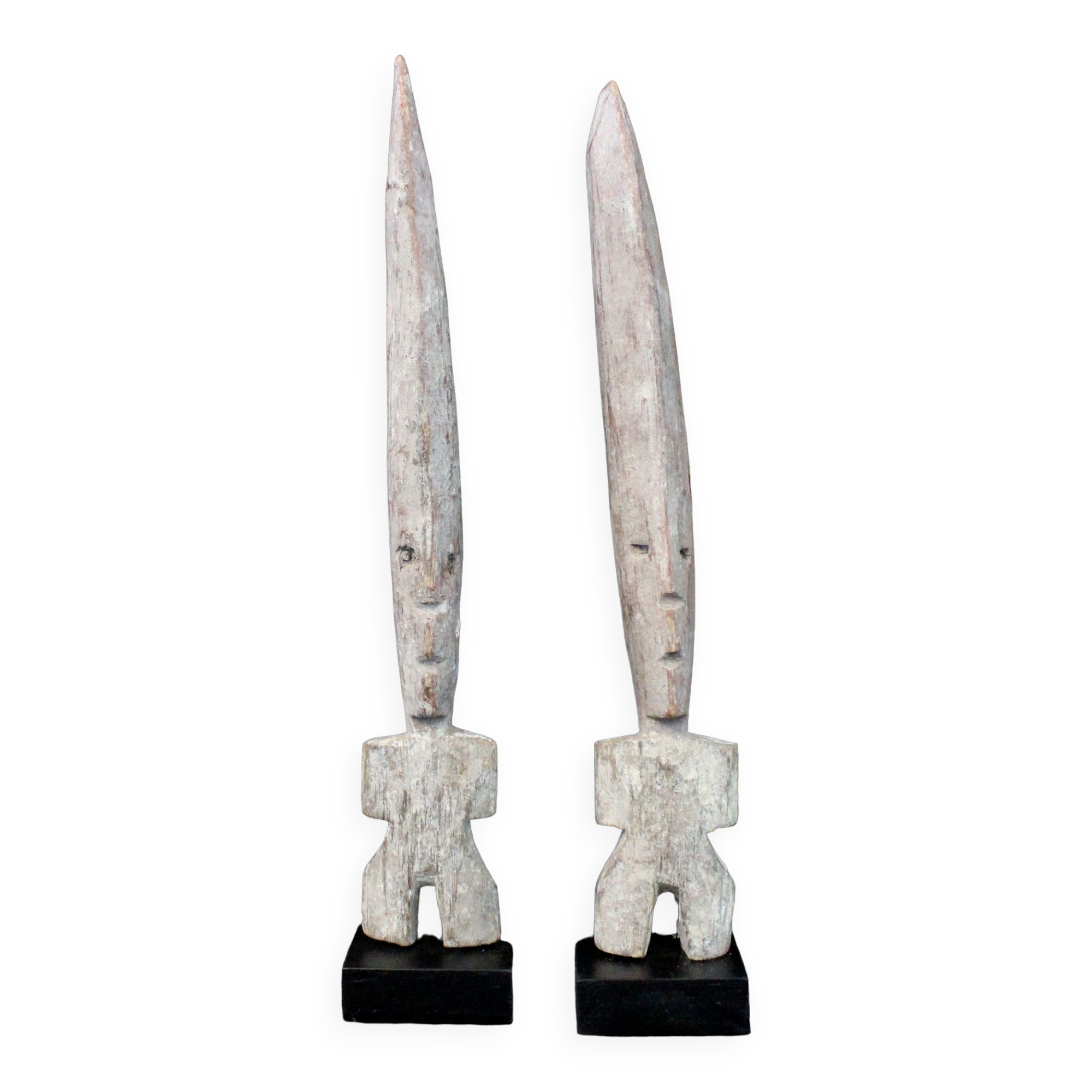 Pair of Adan Fetishes on Bases - Ghana, African Tribal Ethnic Art