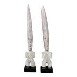 Pair of Adan Fetishes on Bases - Ghana, African Tribal Ethnic Art